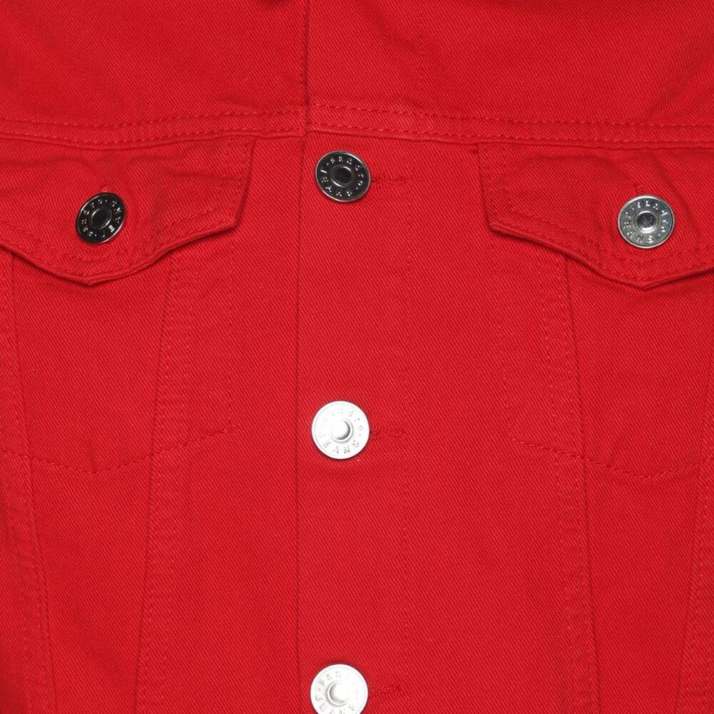Sandro Red Denim Button Front Lace-Up Detail Jacket M - Picture 3 of 7